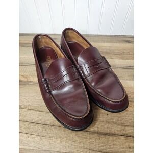 SEBAGO Penny Loafers Shoes 10D Hand-sewn Burgundy Lacquer Leather